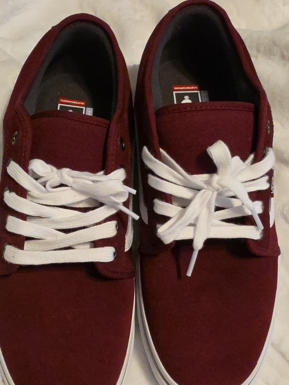 Vans Men's Burgundy Canvas Sneakers with White Laces
